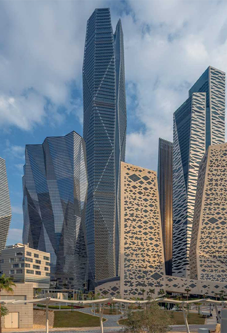 منظر لأفق حي الملك عبدالله المالي العصري في مدينة الرياض