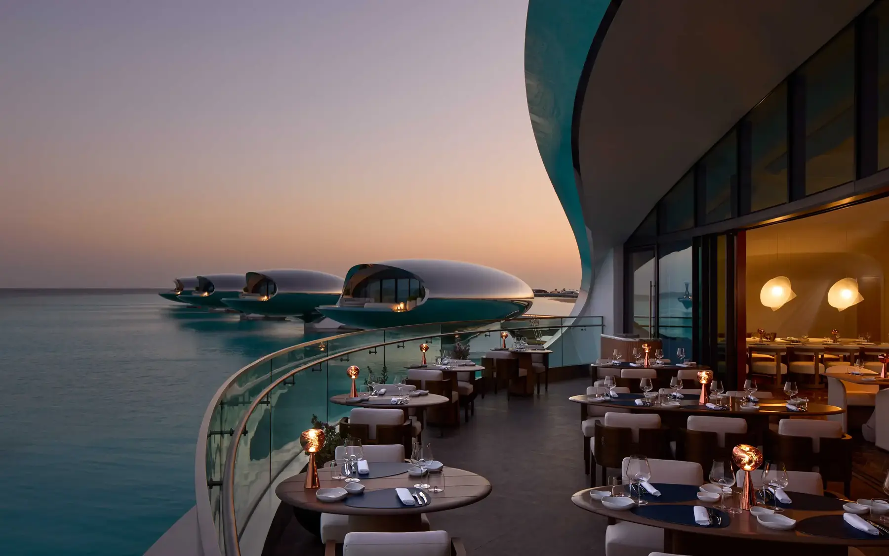 Shebara Resort, overwater villas with ocean views.