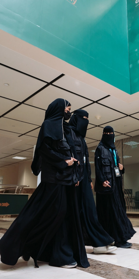 Saudi female trainees in azm Furniture Manufacturing and Commerce program gaining hands-on workplace experience